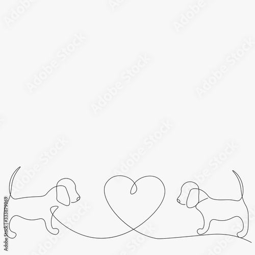 Beagle dog puppy line drawing. Vector illustration