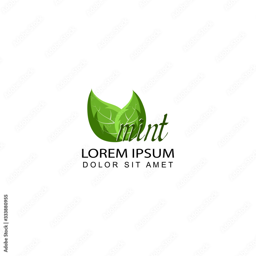 mint leaf logo template design vector
