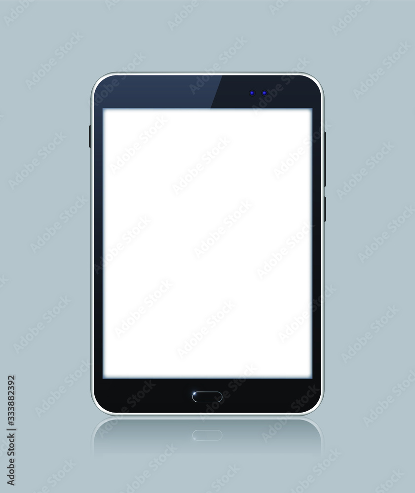 Black Gadget with Blank Touch Screen . Isolated Elements on Grey Background Black Gadget with Blank Touch Screen . Isolated Elements on Grey Background