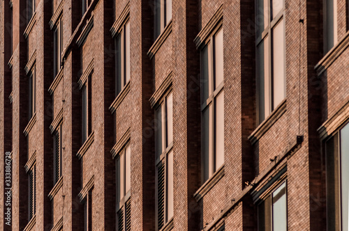 set of columns, windows and bricks