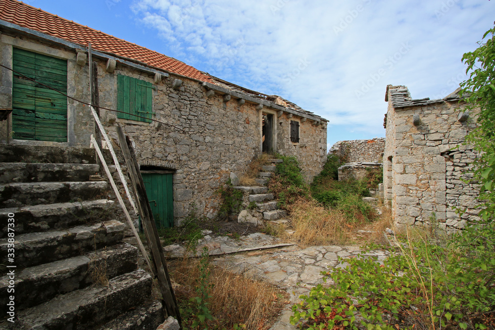 Humac, ghost village, abandoned village on Hvar island, Croatia Humac, ghost village, abandoned village on Hvar island, Croatia