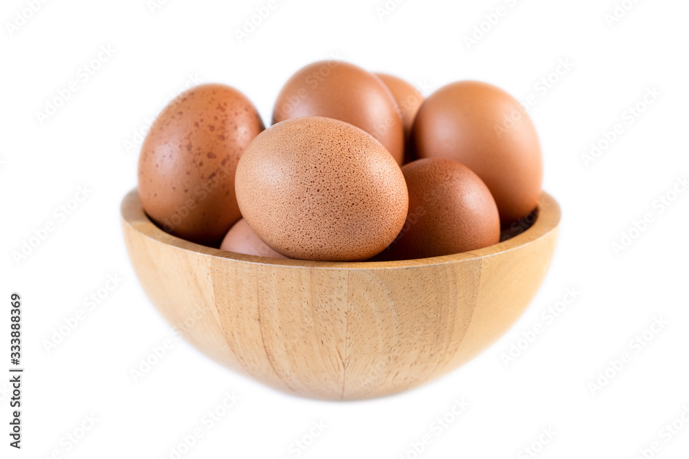 Raw chicken eggs organic food for good health high protein on white background