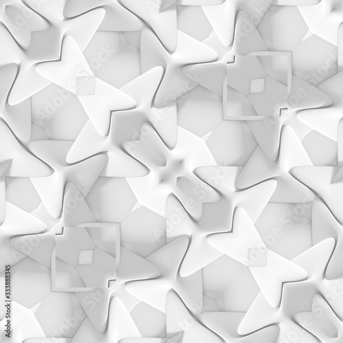 Fototapeta Naklejka Na Ścianę i Meble -  White shaded abstract geometric pattern. 3D illustration