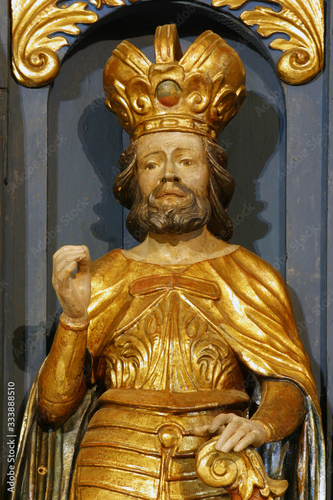Saint Casimir, statue on the high altar in the Parish church of St. Barbara in Vrapce, Zagreb, Croatia
