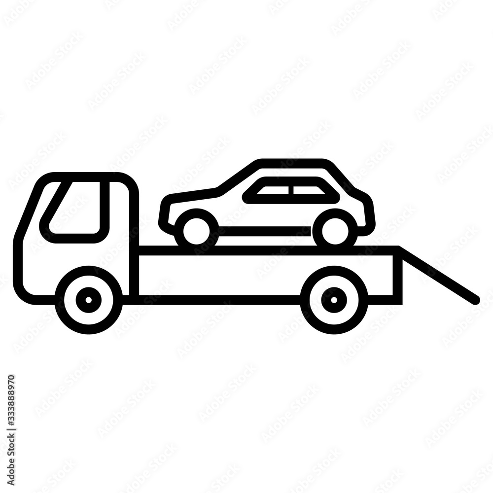 Tow truck icon, Towing truck with car