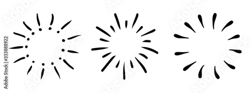 Doodle design element set, starburst, sparkling, firework doodle icon – stock vector