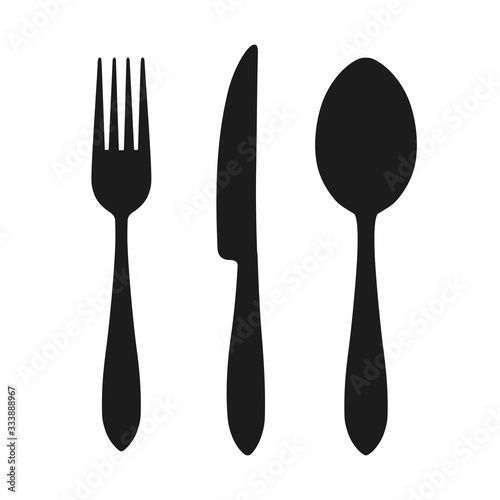 Set different fork, spoon and knife icons - vector