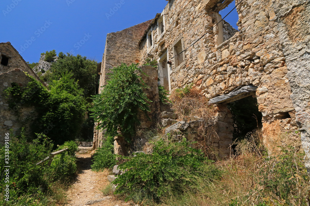 Malo Grablje, Little Grablje, ghost village, abandoned village on Hvar island, Croatia