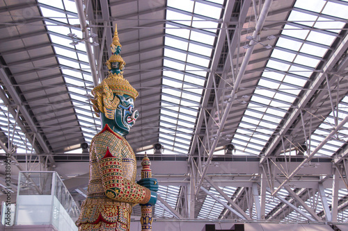 Ramayana Giant Sculptures inside Suvarnabhumi International Airport Samutprakan, Thailand.