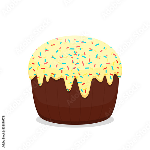 Easter cake with icing and colorful topping.