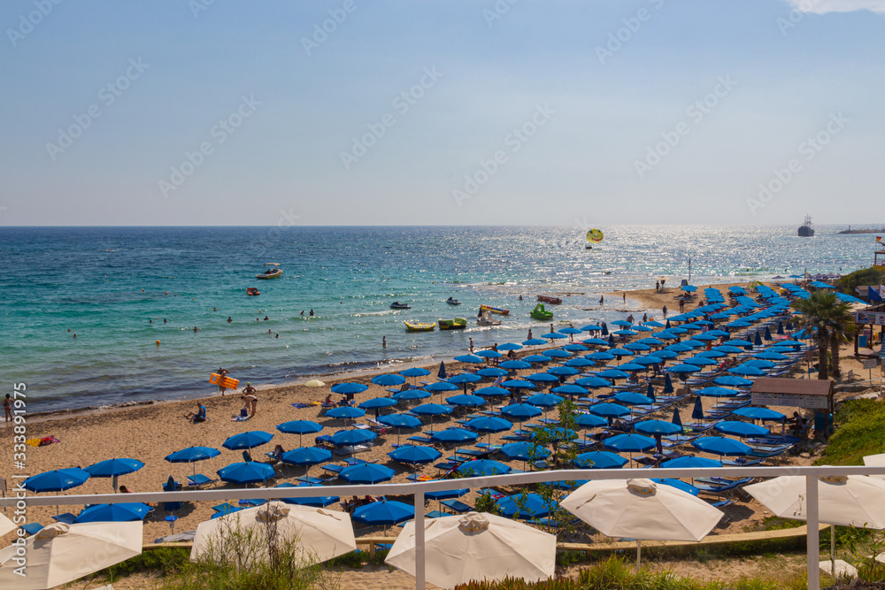 Obraz premium Ayia Napa, Cyprus - September 11, 2019: The cyprian beach during summer