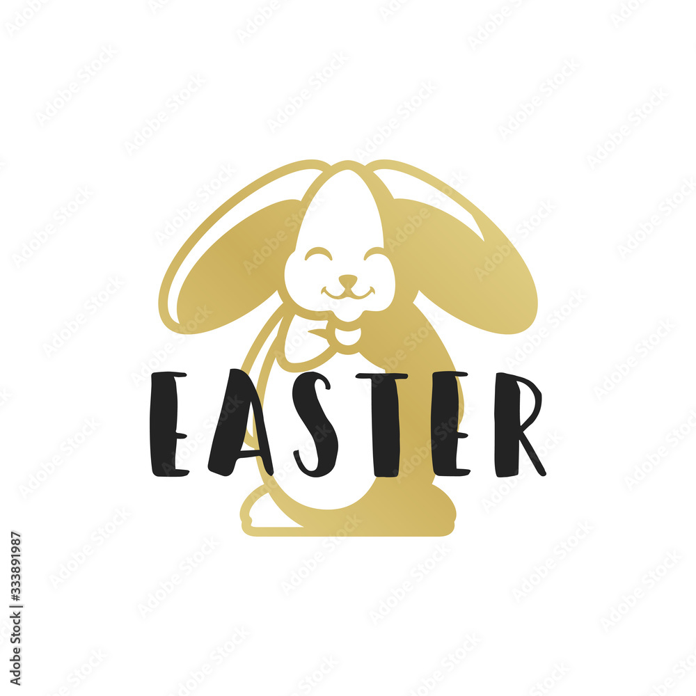 Obraz premium Easter greeting card text template and badge vector design element.