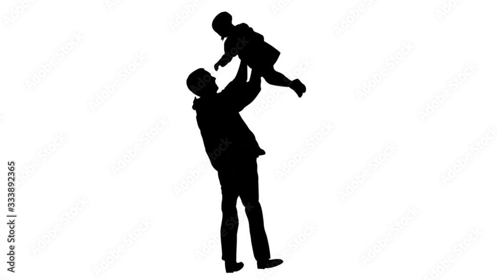 silhouette of a man playing with little girl_loop video silhouette of a man playing with little girl_loop video