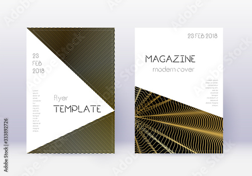 Triangle cover design template set. Gold abstract 