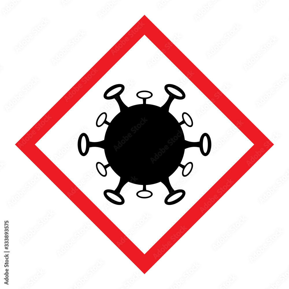 Coronavirus icon, 2019-ncov danger sign. Stop epidemic vector symbol isolated on white background Coronavirus icon, 2019-ncov danger sign. Stop epidemic vector symbol isolated on white background