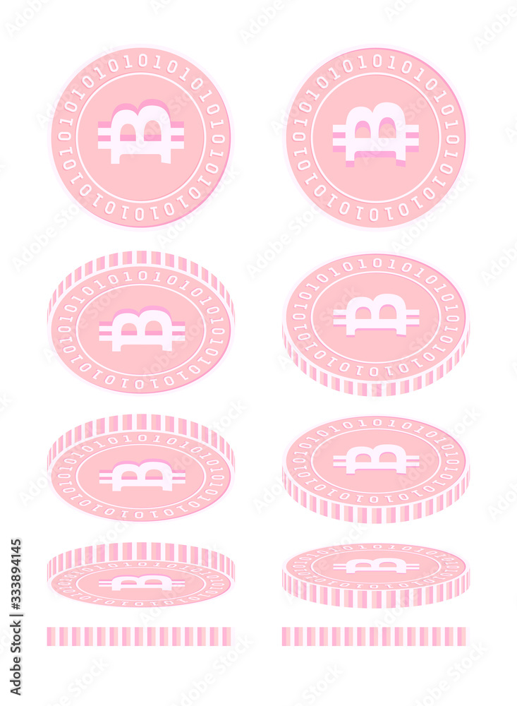Bitcoin, internet currency rotating coins set, ani Bitcoin, internet currency rotating coins set, ani
