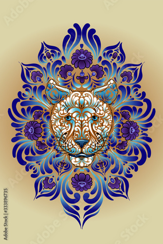 vector illustration lion floral ornament
