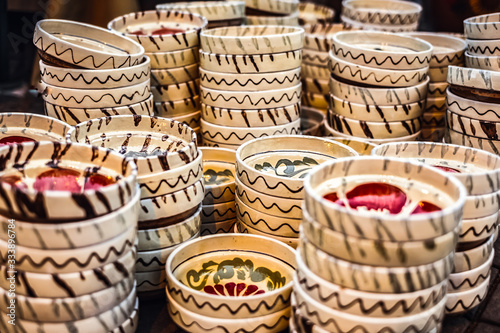 Traditional Romanian handmade ceramics market at the potters fair from Sibiu, Romania © Roberto Sorin