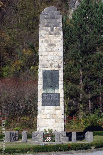 Monument to Croatian national anthem in Zelenjak, Kumrovec, Croatia photo