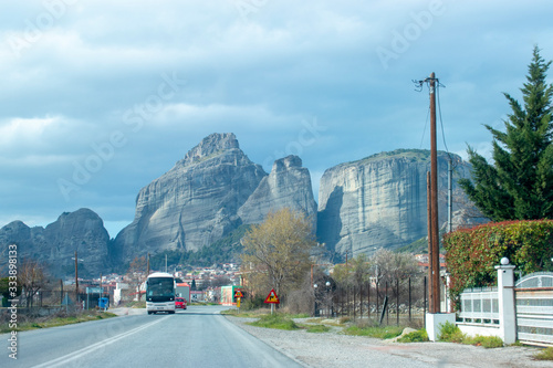 Road to Meteora monasteries. Kalampaka, Greece