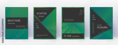 Black brochure design template set. Green abstract