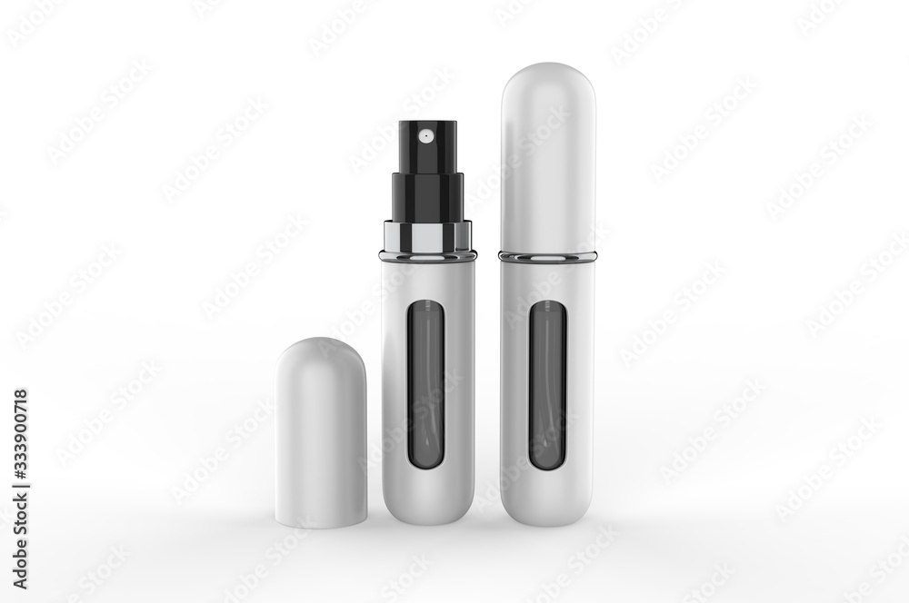 Blank Refillable Aluminum Atomizer For Branding, 3d render illustration.