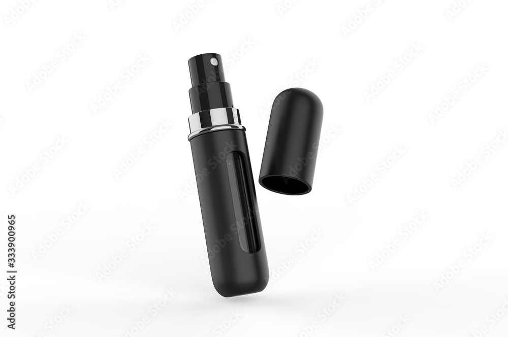 Blank Refillable Aluminum Atomizer For Branding, 3d render illustration. Blank Refillable Aluminum Atomizer For Branding, 3d render illustration.