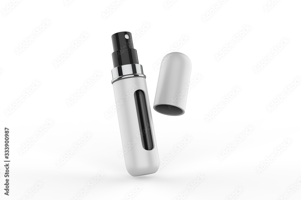 Blank Refillable Aluminum Atomizer For Branding, 3d render illustration. Blank Refillable Aluminum Atomizer For Branding, 3d render illustration.