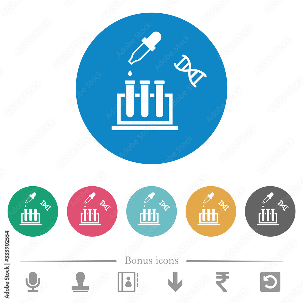 DNA experiment flat round icons