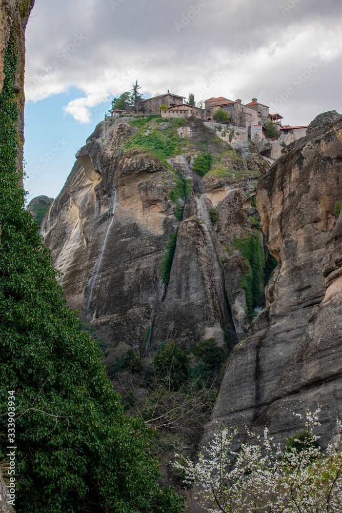 Meteora in Greece. Monasteries on the top of the rock towers.