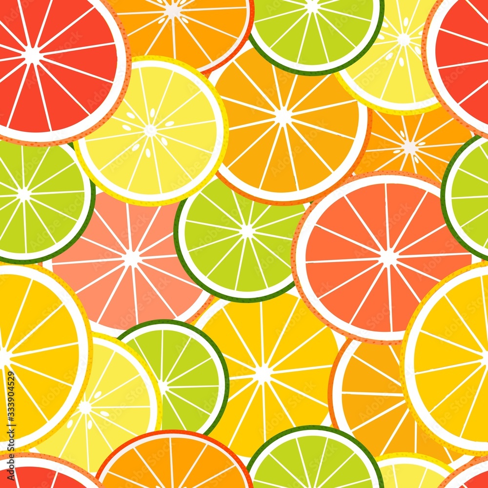 Tropical seamless pattern with slices fruits. Vector fruit background or wallpaper. Tropical seamless pattern with slices fruits. Vector fruit background or wallpaper.