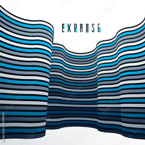 Abstract 3D trendy modern lines in perspective vector background, dimensional design cool element, funky style layout for ads posters banners and covers, perfect abstraction.