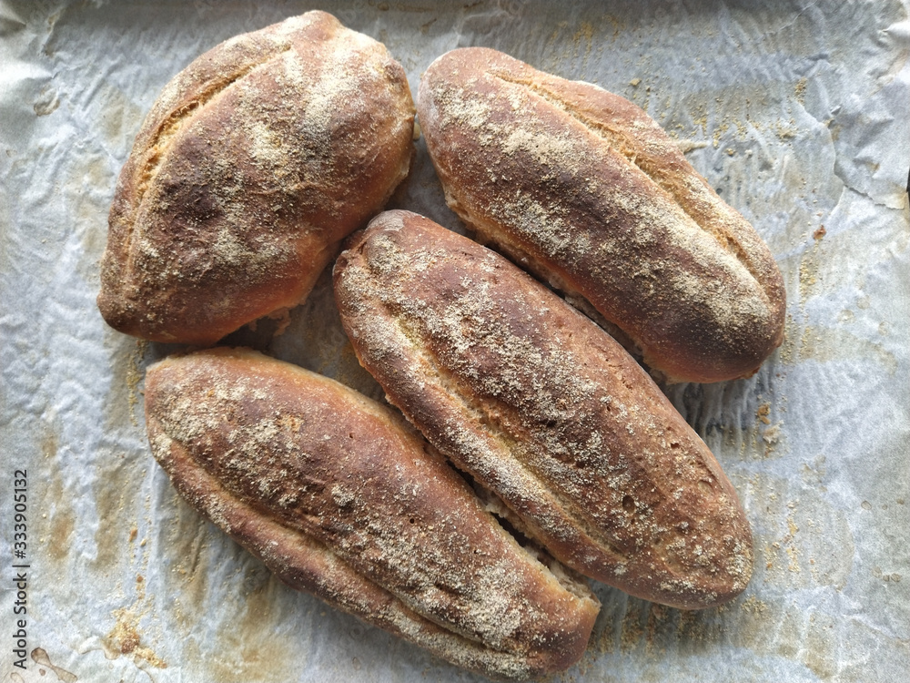 Freshly baked organic grain breads