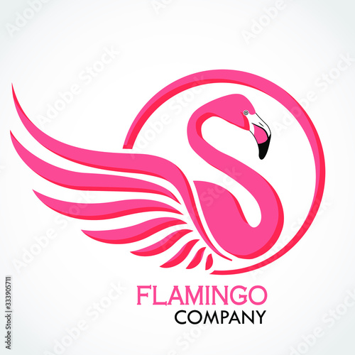 flamingo elegant color circle frame logo
