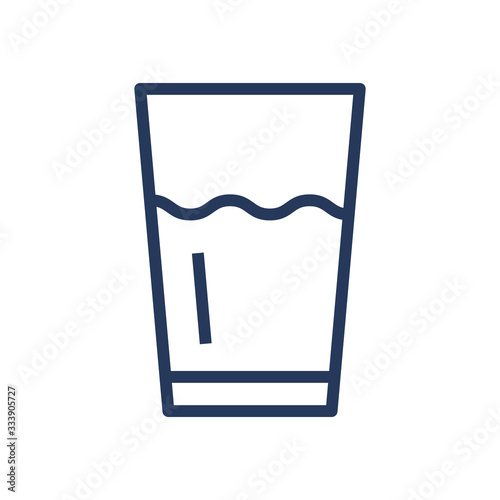 Glass with drink, beverage line icon. Glass of water outline icon.