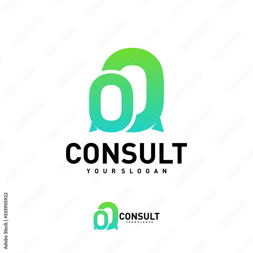 Fototapeta premium Business consulting logo template. Speech bubble vector design. Consult logotype