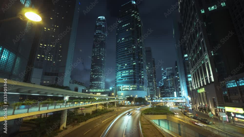 hyper lapse, traffic in Hong Kong at sunset time, ultra wide lens