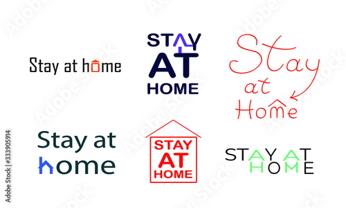Vector,Stay at home lettering set, corona virus , pandemic, self isolation illustration, stay home stay safe