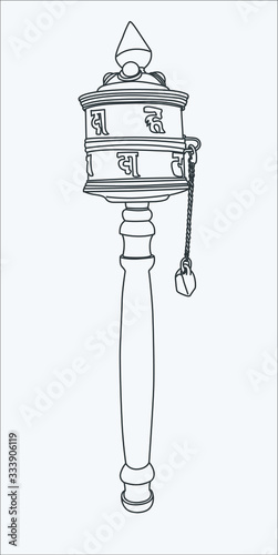 Prayer Wheel hand drawing in vector eps 10