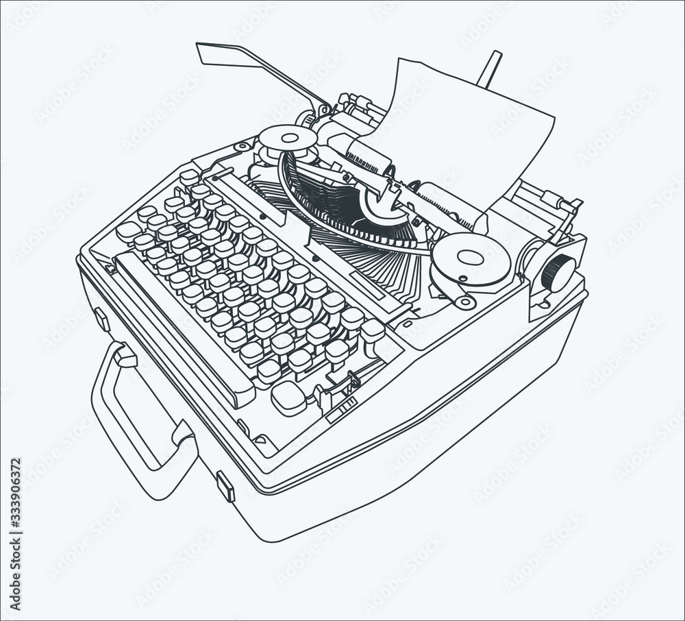 typewriter hand drawing in vector eps 10