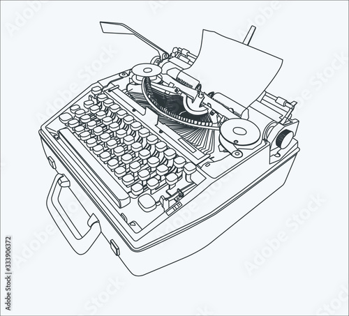 typewriter hand drawing in vector eps 10