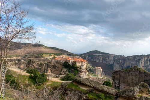 Meteora in Greece. Monasteries on the top of the rock towers.