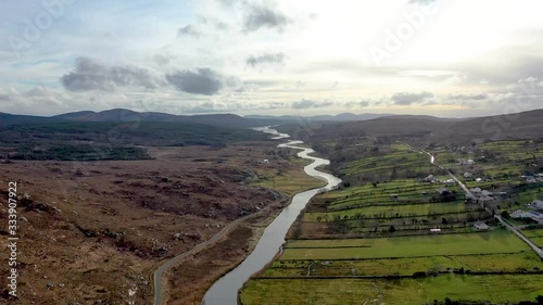 Aerial view of Gweebarra River between Doochary and Lettermacaward in Donegal - Ireland. photo