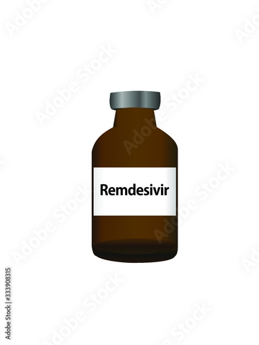 Remdesivir drug for corona virus covid-19 in amber vial illustration vector