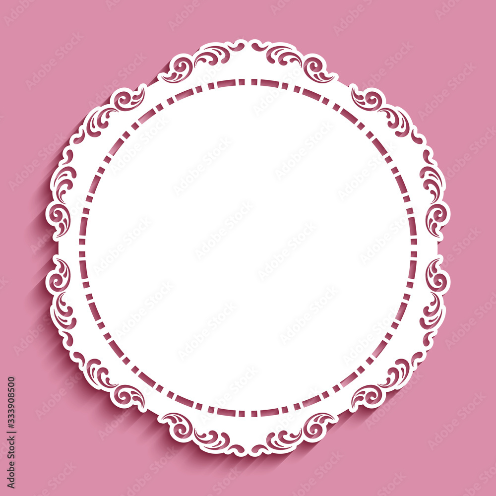 Round lace doily with cutout paper border pattern Round lace doily with cutout paper border pattern