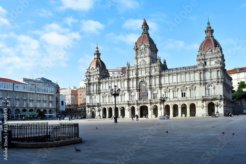 A Coruña town hall in the María Pita square. La Coruña, Galicia. Spain. Europe. October 8, 2019 