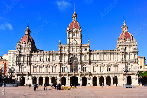 A Coruña town hall in the María Pita square. La Coruña, Galicia. Spain. Europe. October 8, 2019 