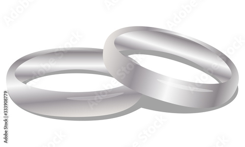 silver wedding rings isolated on white background
