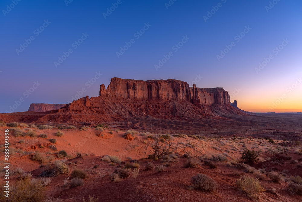 Beautiful sunrise view of Monument Valley on the border between Arizona and Utah, USA