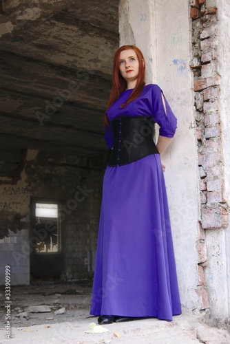 purple dress and beautiful woman